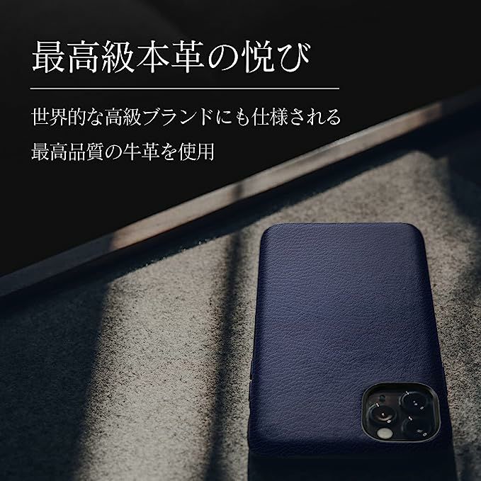【色: ブラック】BZGLAM 牛革 iPhone13 Pro 対応 本革試験済